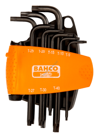 Zestaw wydłużonych kluczy trzpieniowych, czarnych do śrub typu TORX BAHCO BE-9585